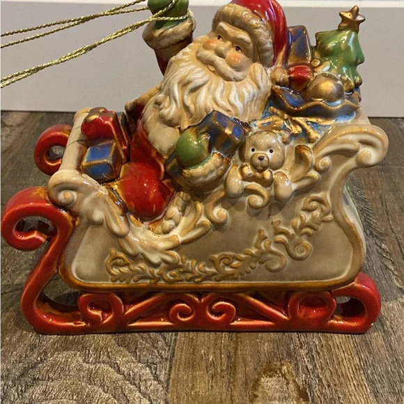 Ceramic/ Porcelain Santa in his Sleigh &  2 Reindeer - Picture 3 of 10